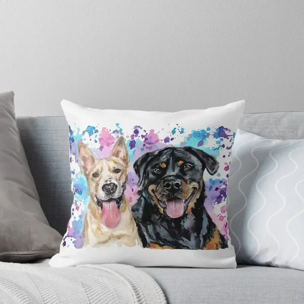 

Watercolour Staffy Cross and Rottweiler Throw Pillow Pillowcases Cushion Covers Sofa Pillow Cases pillow