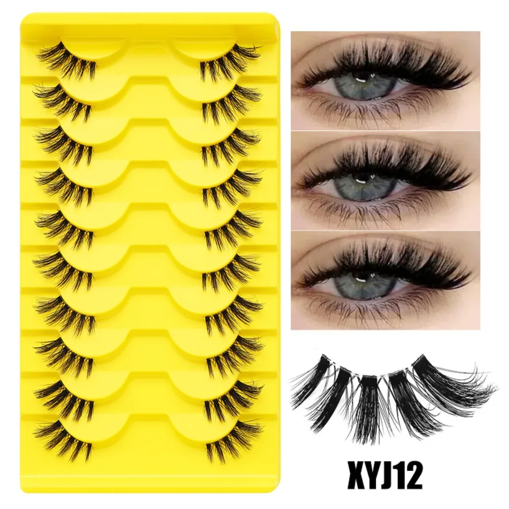 10 Paar mit Gelee-Klebestreifen, halbe gefälschte Wimpern, kleberfrei, mehrere Stile, Manga-Wimpern, Anime, Cosplay, DIY, Katzen-Elfen-Wimpern