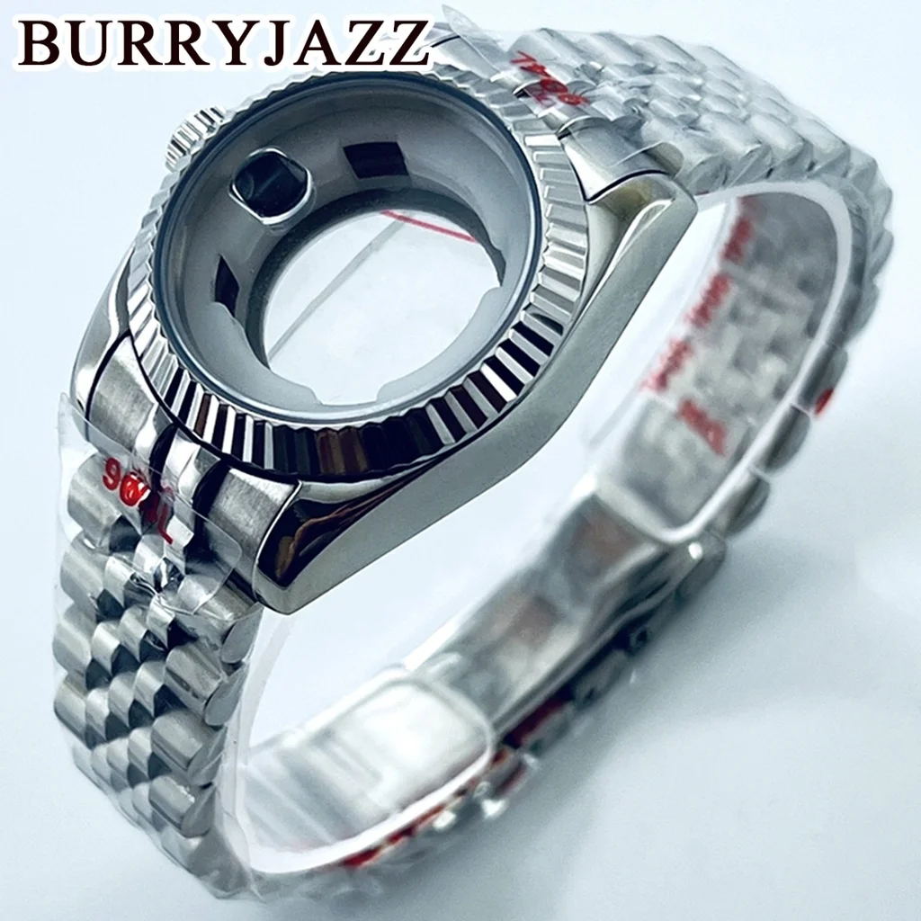 NH05 31MM Stainless Steel Sapphire Glass Fluted Curved President Strap For Ladies Women Fit NH05 NH06 Movement