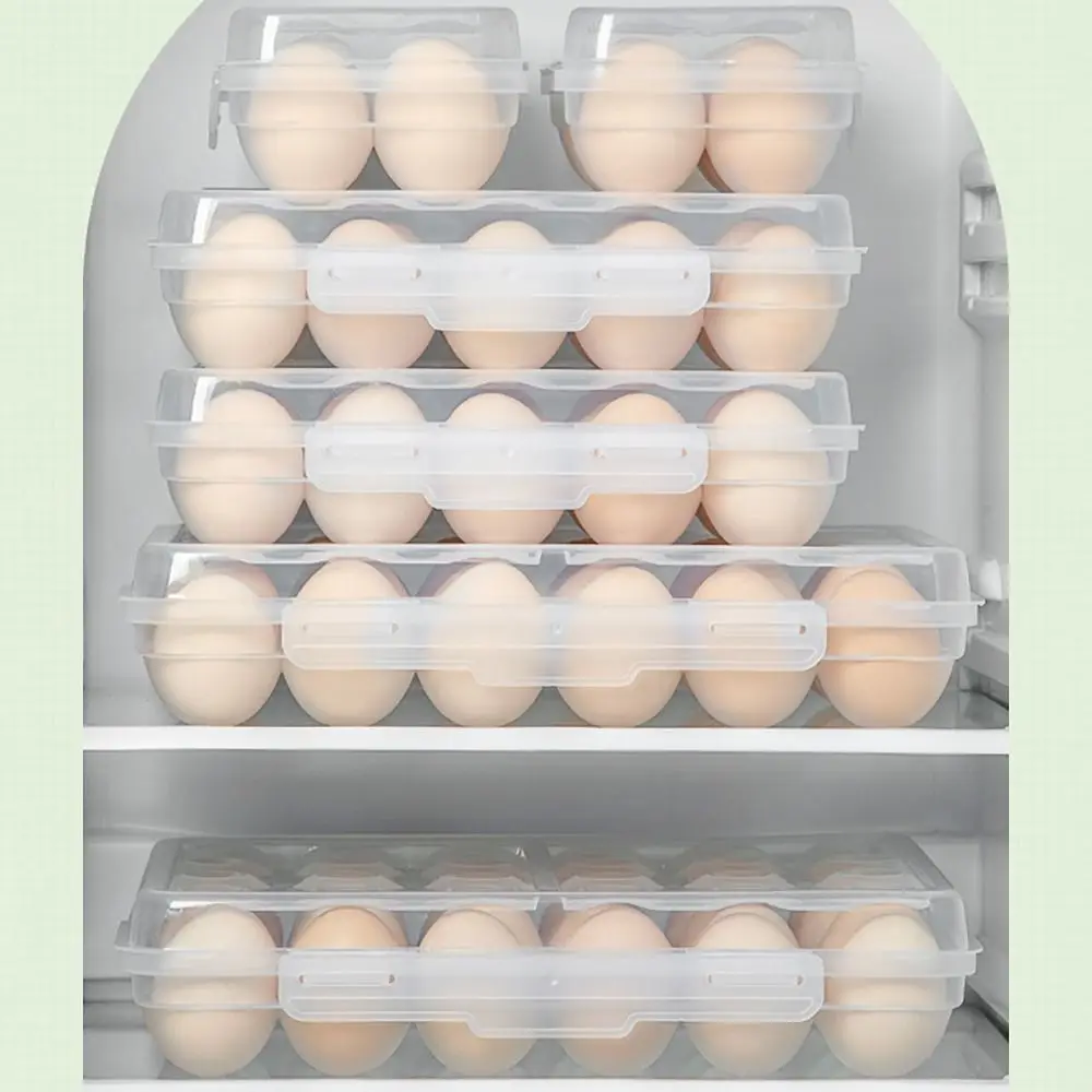Space Saver Plastic Egg Holder Stackable Design With Lid Egg Organizer Transparent Compact Size Egg Storage Box Camping Use