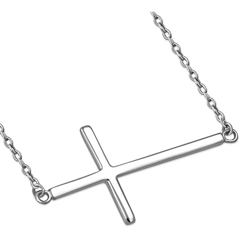 

My Daily Styles 925 Silver Sideways Cross Necklace For Women Latin Cross Necklace with Adjustable Chain - Gold and Silver Cross