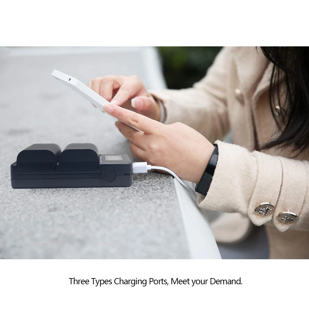 Mcoplus-cargador de batería EN-EL15 EN-EL15a, cargador Dual con Cable USB incorporado para Nikon Z6, D500, D600, D610, D750, D810, D810a