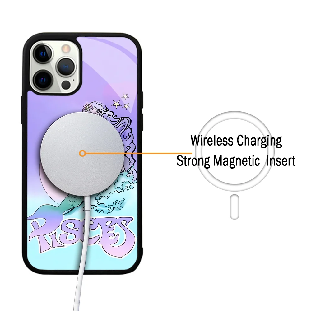 Pisces(1) Phone Case For IPhone 11 12 13 14 15 Plus Pro Max Mirror Acrylic Cover For Magsafe Wireless Charging