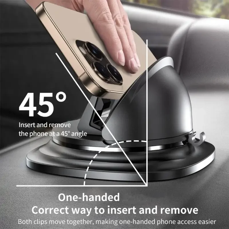 

Крепление для телефона на приборной панели автомобиля с наклоном на 23,5°. Поворот на 360 градусов и надежный пружинный зажим.