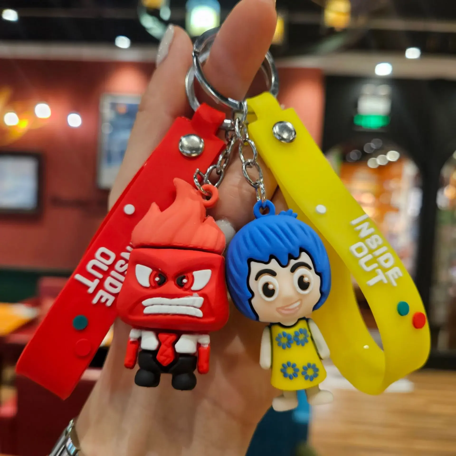 Inside Out 2 Cute Keychains for Boys Girls Anime Cartoon Personality Character Soft Glue Key Chains Bags Pendant Kids Toys Gifts