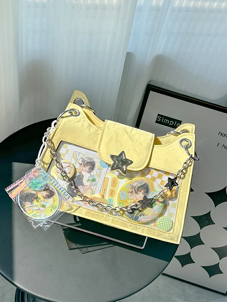 

Transparent Crossbody Bag Lolita Fashion Popular Trendy Y2K Jk Shoulder Bags Girls All Match Autumn New Underarm Ita Bags