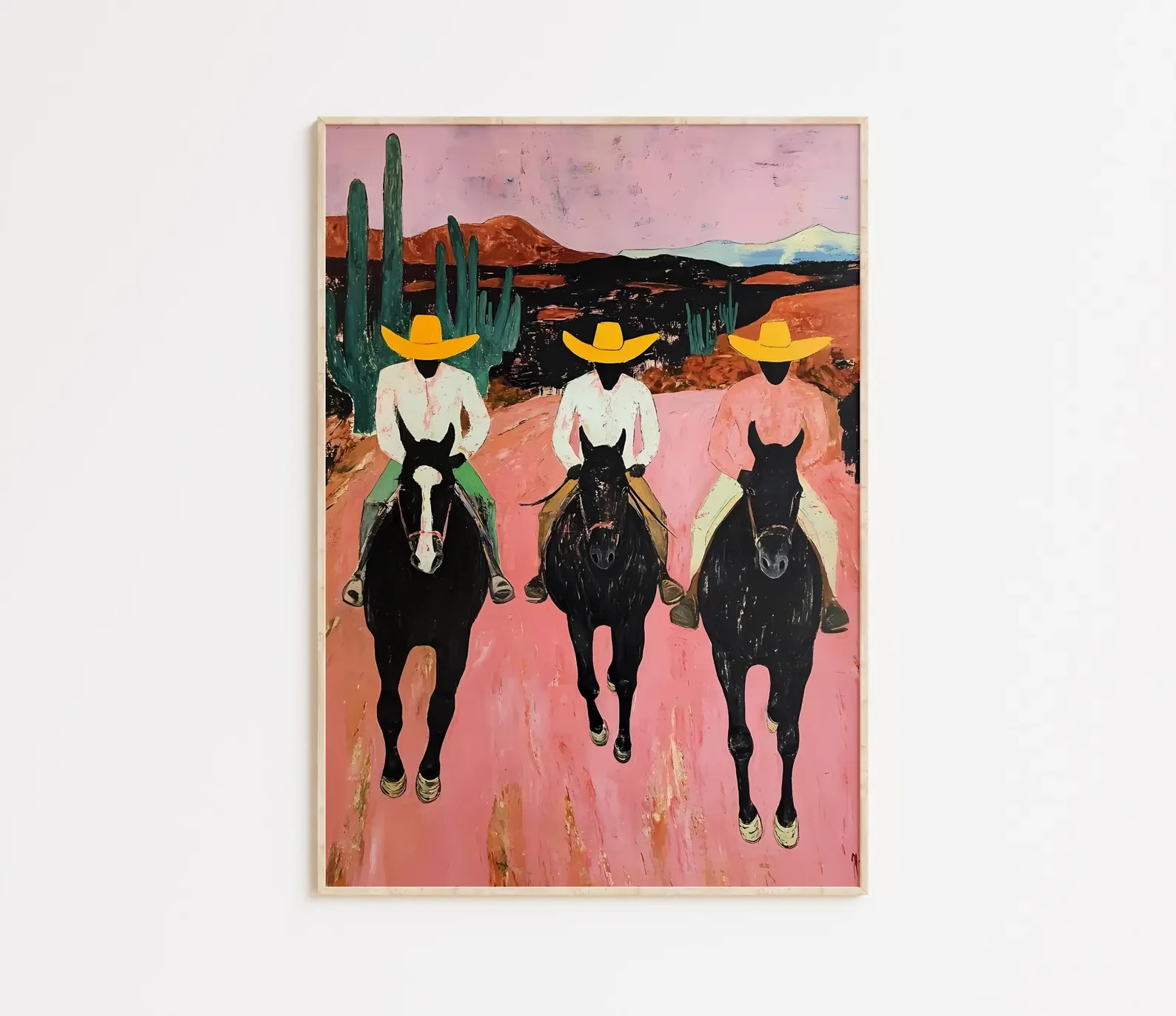 Unframed Poster Home Wall Decor Southwestern Cowboys Print, Colorful Abstract Western Horse Painting, Modern Country Cowboy