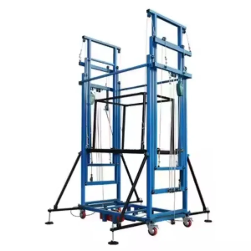 ลิฟท์นั่งร้านไฟฟ้าแบบเคลื่อนที่ ความสูง 10 เมตร รับน้ำหนักได้ 500 กิโลกรัม พร้อมระบบหยุดฉุกเฉินและระบบความปลอดภัย  แบบพับได้