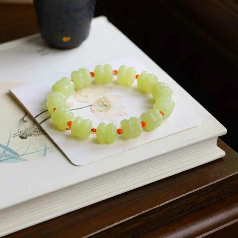 

Natural Hetian Ruoqiang Huangkou Old Material Double Women'S Jade Bracelet