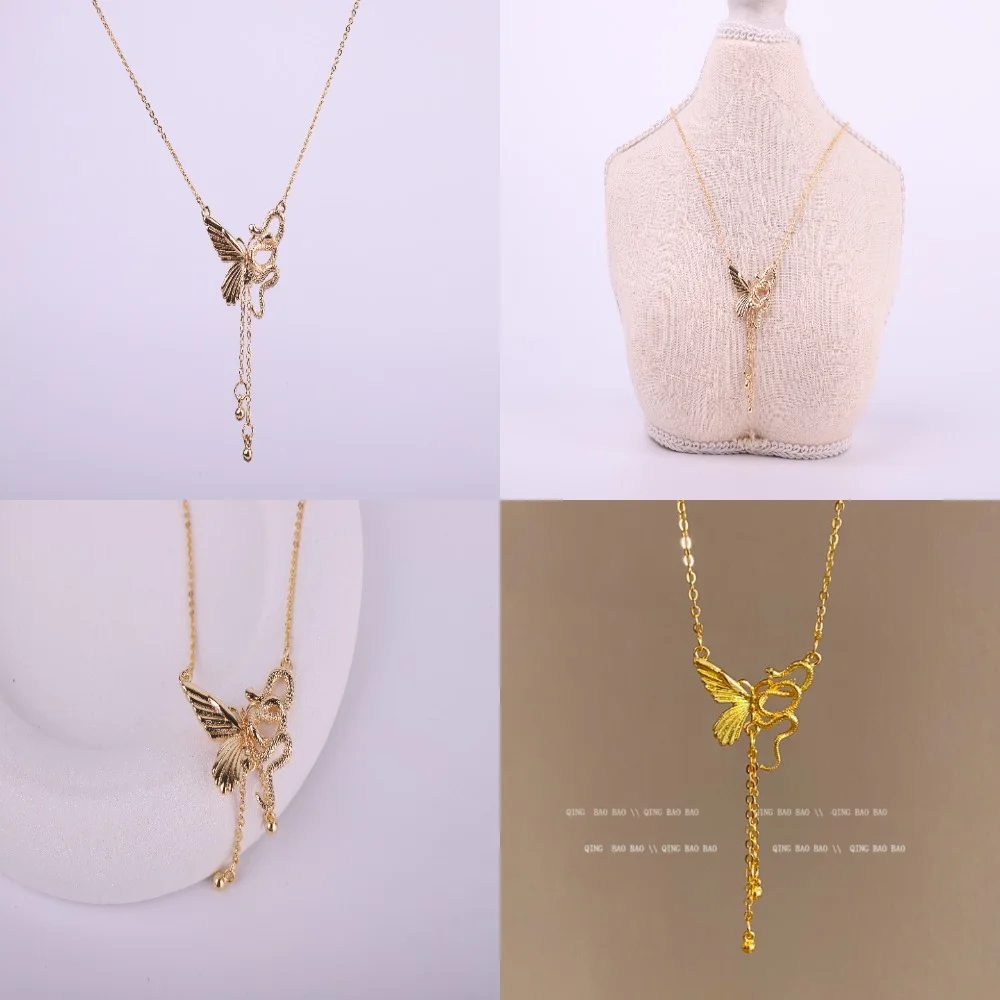 قلادة على شكل فراشة ملفوفة على شكل ثعبان على الطراز الصيني الجديد، إكسسوارات شعر بيضاء فاخرة للنساء، ولد في عام #6