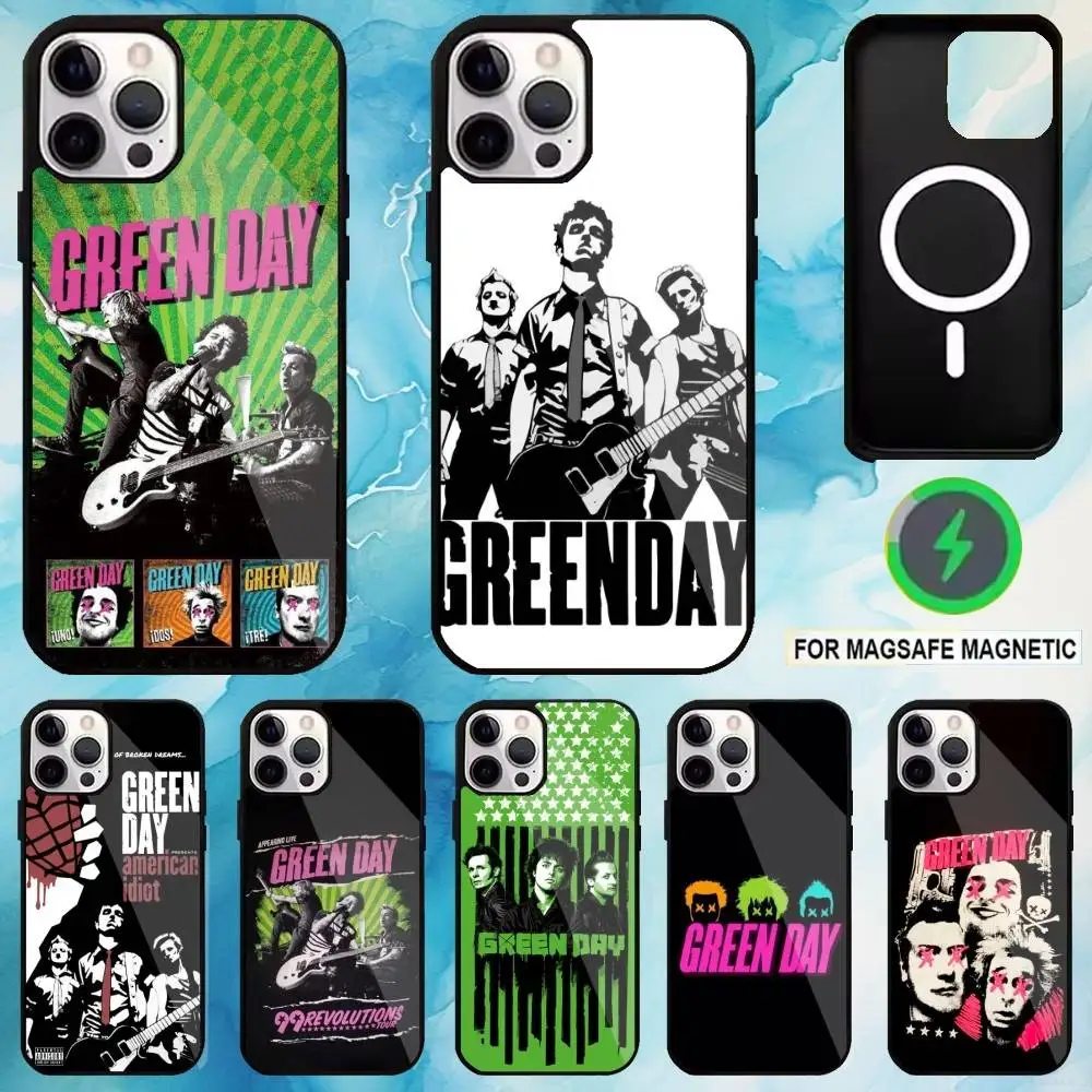 

G-Green Day Band Phone Case For iPhone17,16,15,14,13,12,11 Plus,Pro Max Magnetic Magsafe Wireless Charging