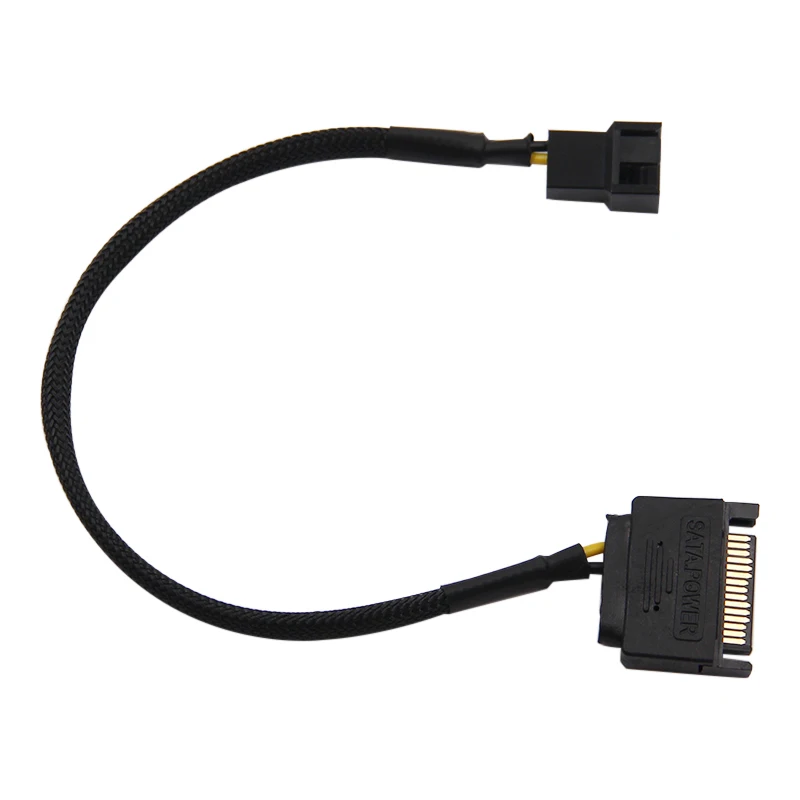 1Pcs Sleeved SATA 15Pin to 3Pin 4Pin Cooling Fan Power Adapter Extension Cable Wire Cord High Quality Computer Cables Accessory