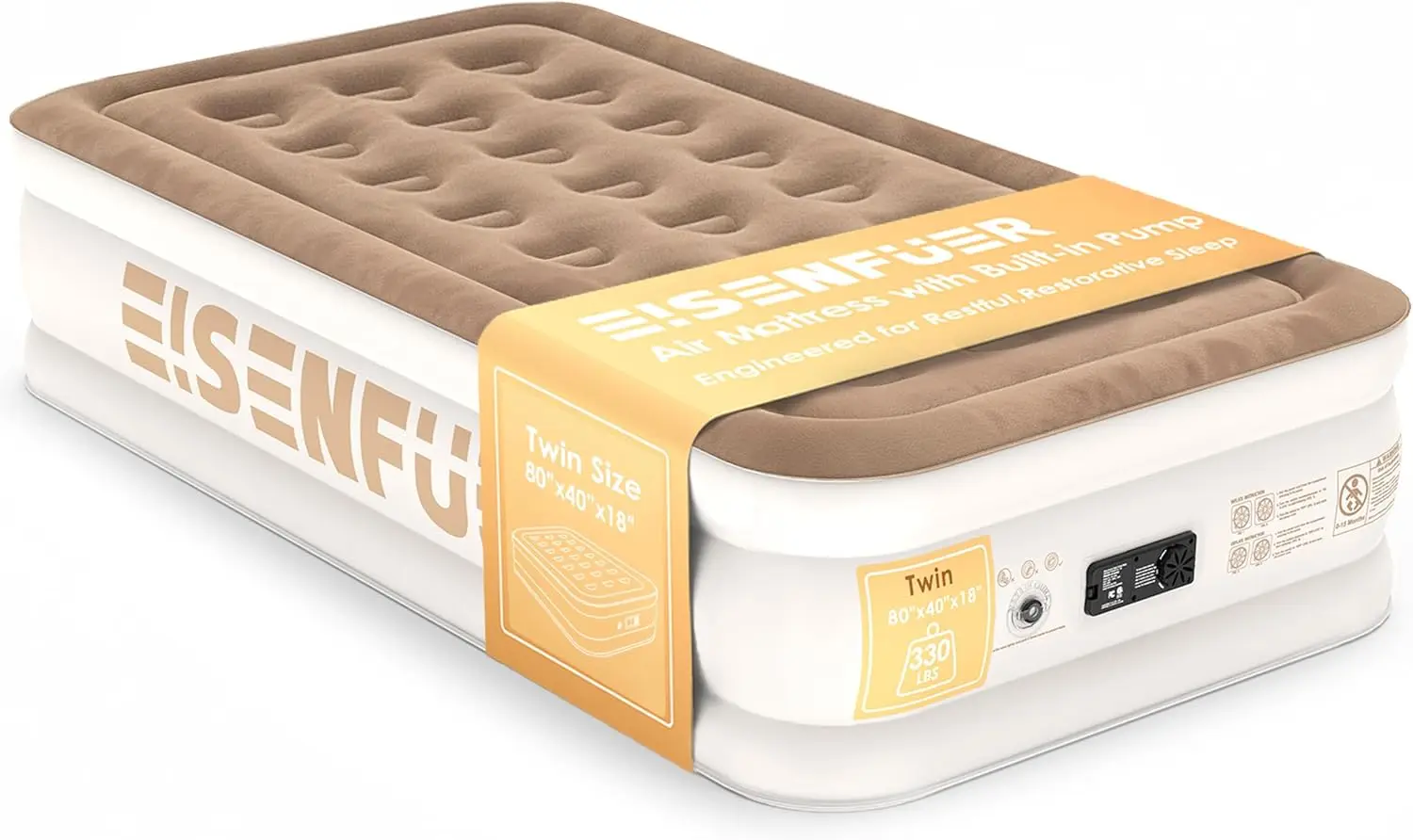 

Air Mattress Twin XL with Built-in Pump, 18" Inflatable Bed for Sleepovers, Glamping & Moving