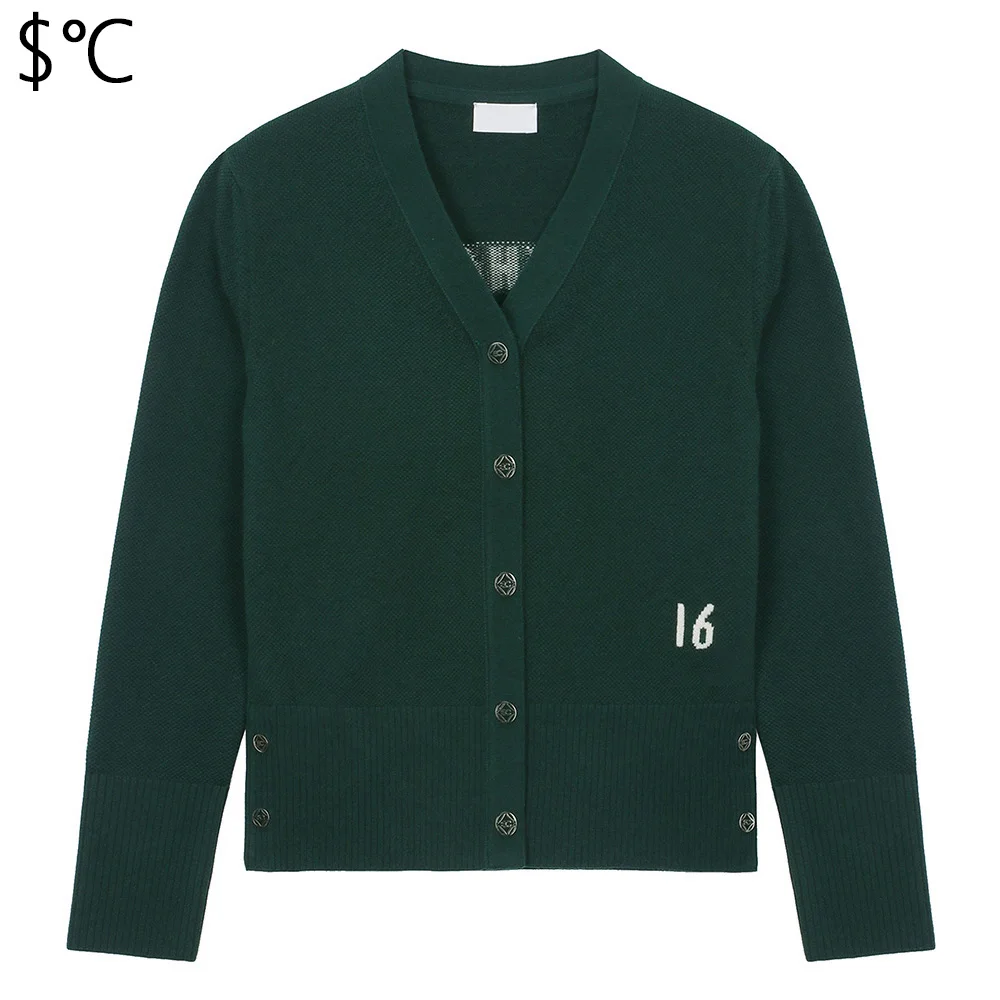 A Versatile New Style Luxurious and Trendy Women's Lettered Knitted Cardigan Golf Sports Jacket High-end V-neck