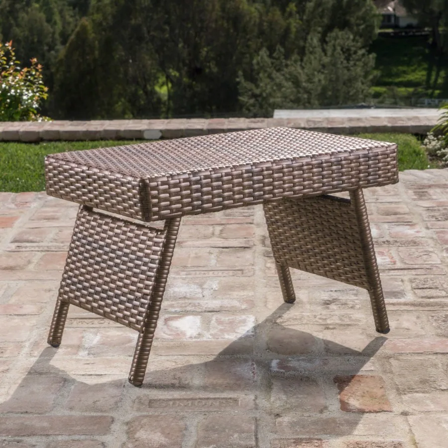 

Складной приставной столик Bellomo Outdoor из ротанга для патио, сада или балкона, прочный, с регулируемой высотой, дизайн «Мокко»