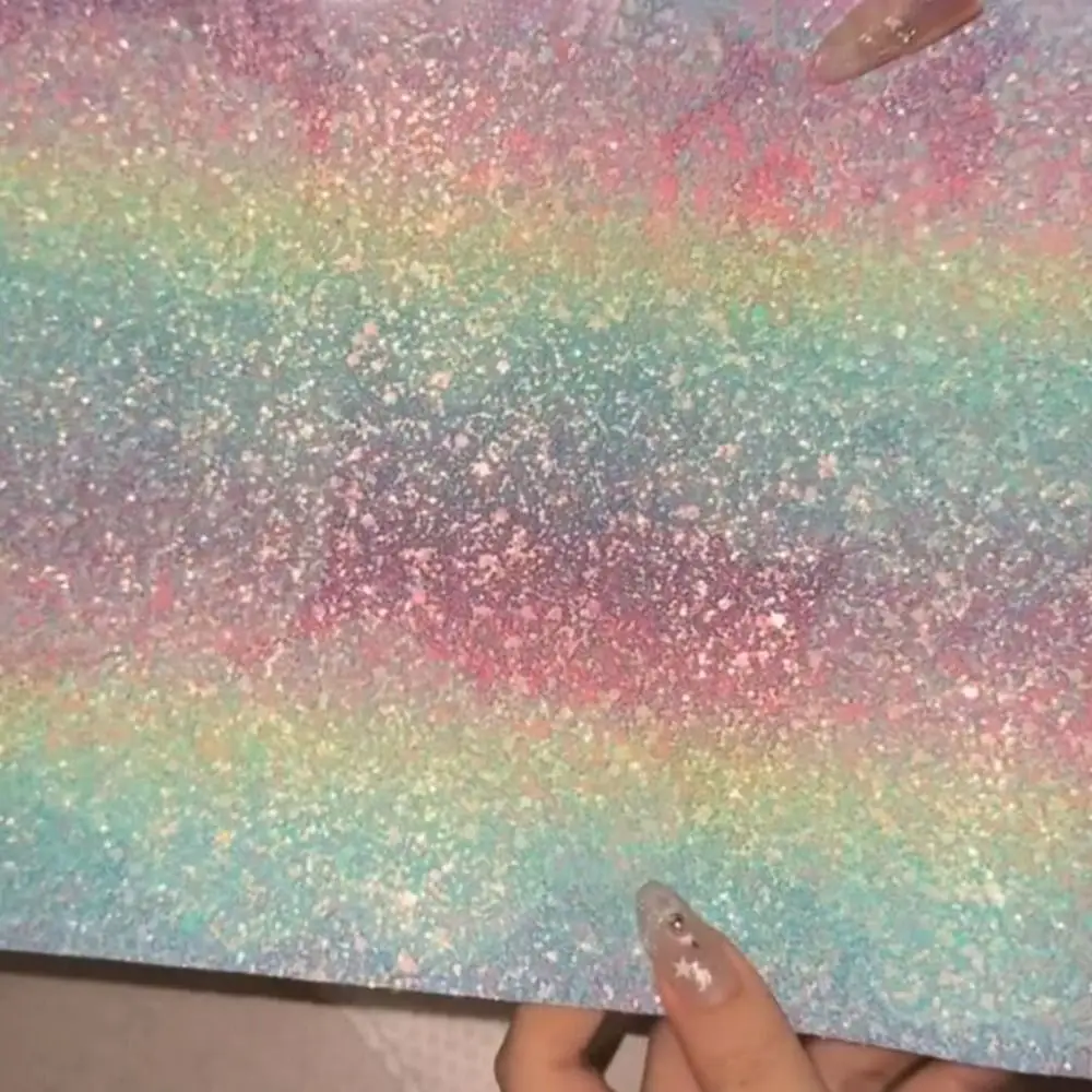 5Pcs Fuse Beans Rainbow Glitter Baking Cloth Shining Gradient Heat Resistant Ironing Sheets Non Stick DIY