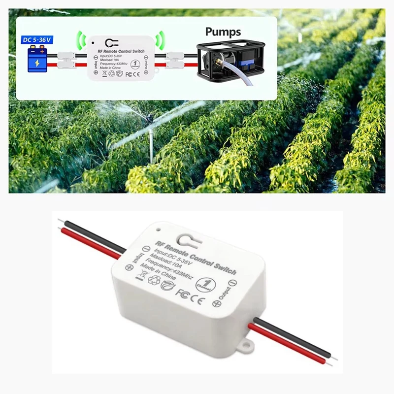 433Mhz Wireless Remote Control Switch DC 6V 12V 24V 30V 36V 10A Mini RF Relay Receiver For Pumps Light LED Fan