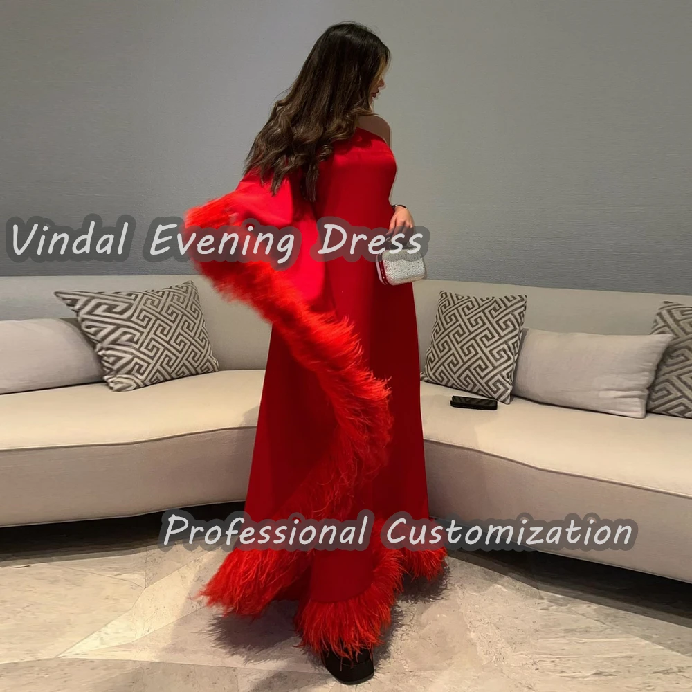 

Vindal Evening Dress One Shoulder Floor Length A-Line Sexy Crepe Built-in Bra Elegant Long Sleeves Saudi Arabia For Woman 2024