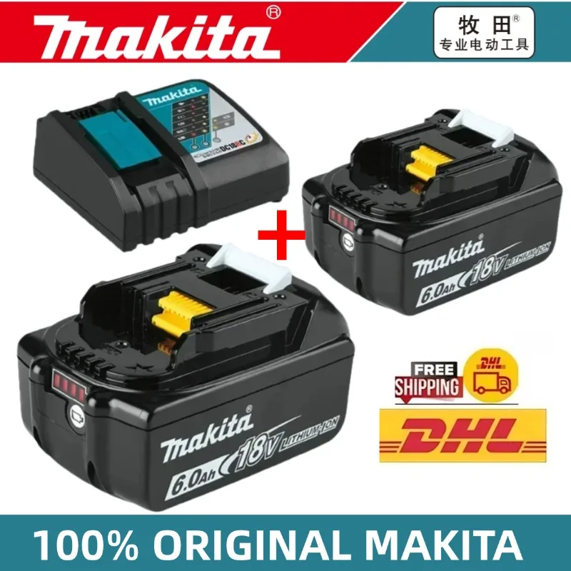 2025 Makita With LED Charger Rechargeable Battery 18V 6Ah Lithium for Makita 18v Battery 6Ah BL1840 BL1850 BL1830 BL1860 LXT400