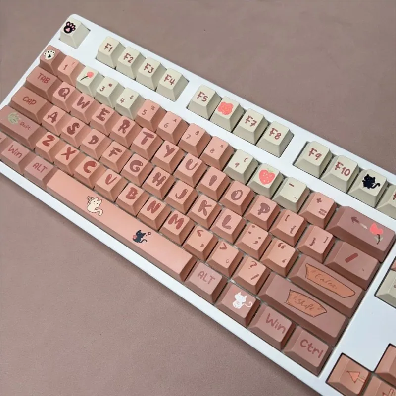 108/134 Keys PBT Cherry Profile Keycap Gaming Mechanical Keyboard MX Switches ISO Layout MOA Cat Cute Keycaps Set GMK87 AULA 75