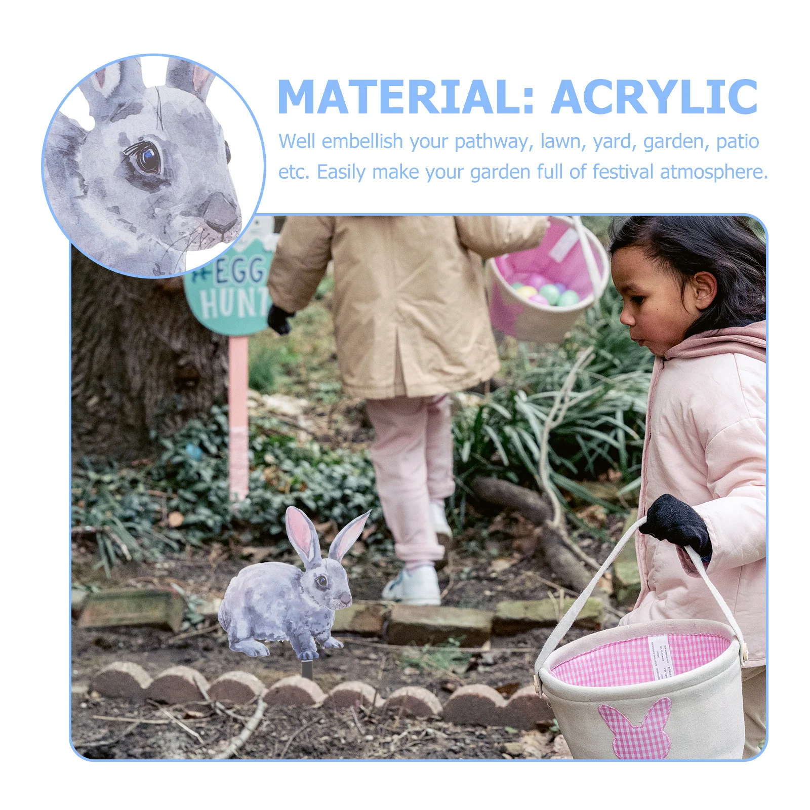 

Easter Yard Sign with Acrylic Bunny Garden Stake Outdoor Lawn Decoration Insert Suitable for Yard Porch Party Display