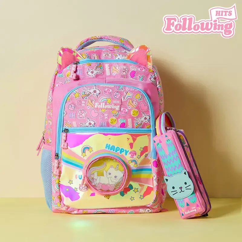 Fh Student Lightweight Cute Cartoon Load Reducing And Pressure Reducing Backpack And Pen Bag Set For The Start Of School Season