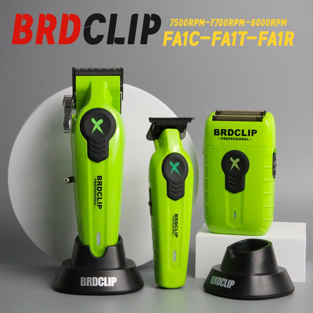Professional BRDCLIP FA1C FA1T FA1R Set High Motor 8000RPM Hair Clipper Electric Shaver Trimmer Hair Machine DLC Blade with Base