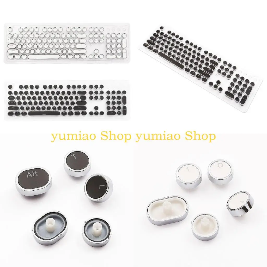 

587B Механическая клавиатура в стиле ретро в стиле панк, черный переключатель, 104 клавиш, USB-проводная игровая клавиатура с