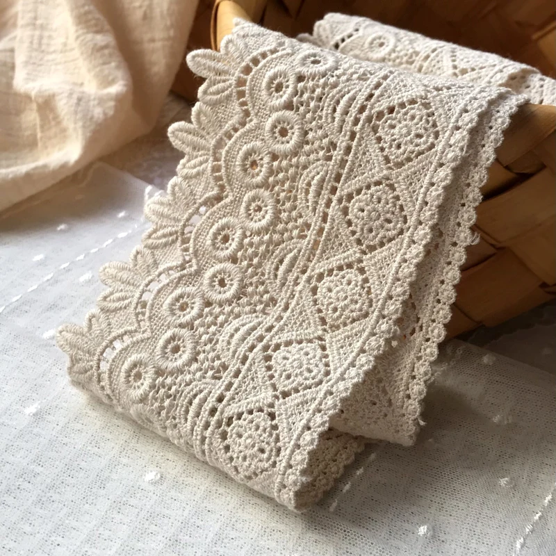 Top Quality 9cm width 1yard/ Pack Thicken Water Soluble Lace Trimming Embroidered Lace Trims Cotton Fabric SC063