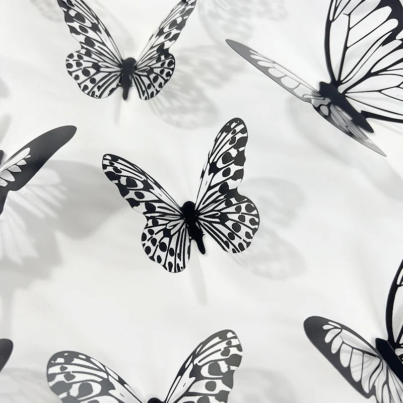 24pcs 3D Black And White Texture Butterfly Wall Stickers living Room Creative Decorative Self-adhesive Wall Stickers Home Decor