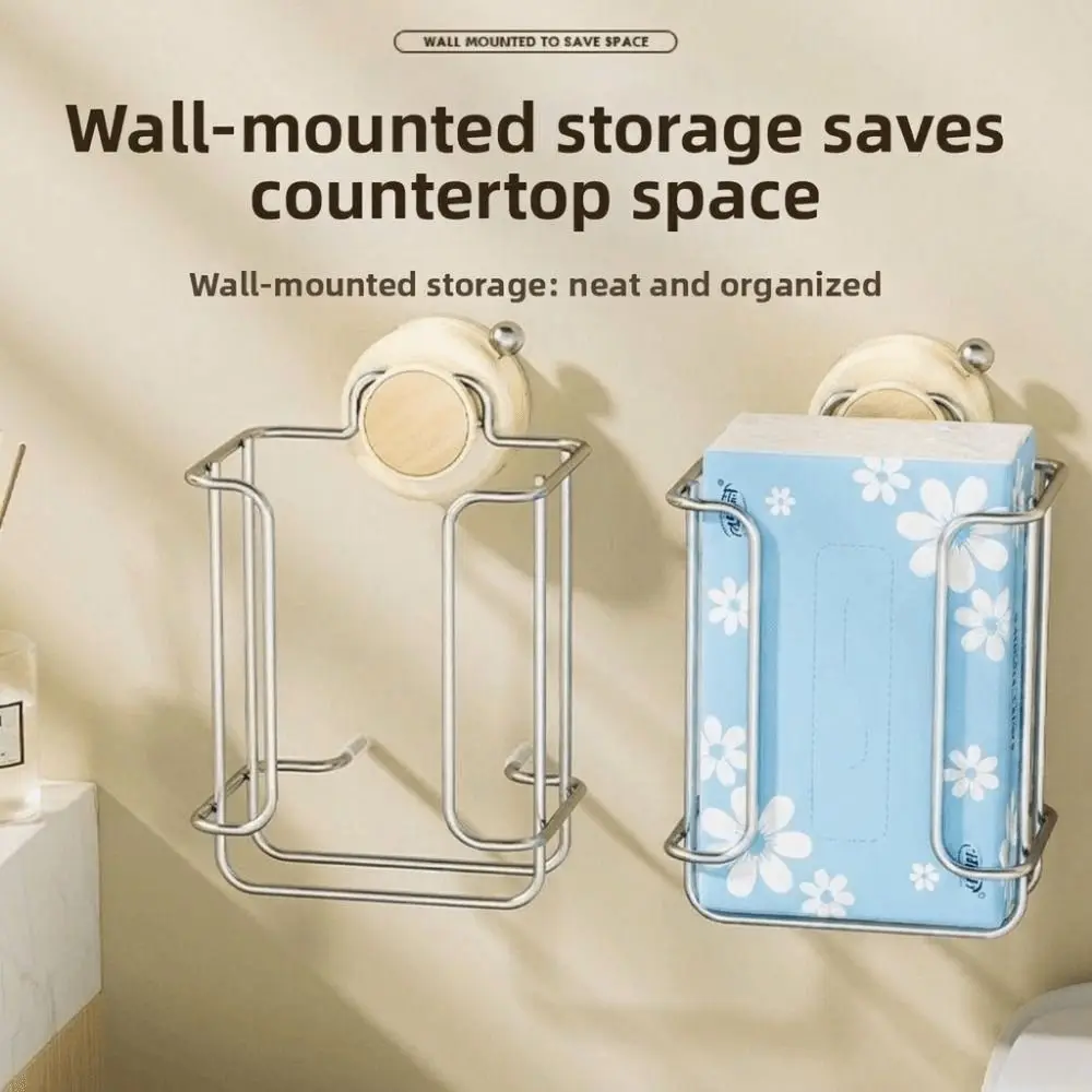 

Wall-mounted Suction Cup Toilet Paper Rack Punch-Free Waterproof Wet Tissue Holder Space Saving Suction Cup