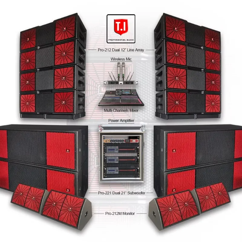 Dual 18-inch Black Wood Subwoofer Speaker, Pro PA System Loudspeaker for Outdoor Public Address Stage Events