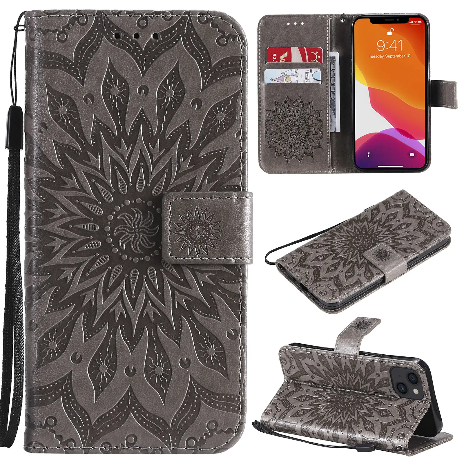 Sunflower Totem Case For Xiaomi Mi 10 10T 11 11T 12 12T 13 13T 14 Lite Pro Ultra 5G Flip Card Slot Leather Phone Book Cover