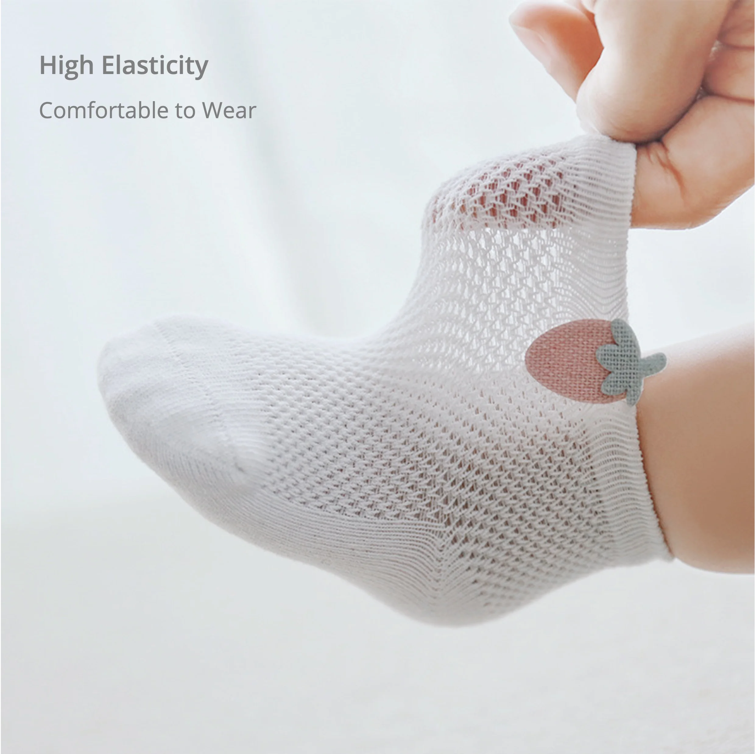 3 Pairs Infant Baby Socks for Girl Boy Thin Cotton Breathable Mesh Cute Accessories Unisex Newborn Boneless Short Socks