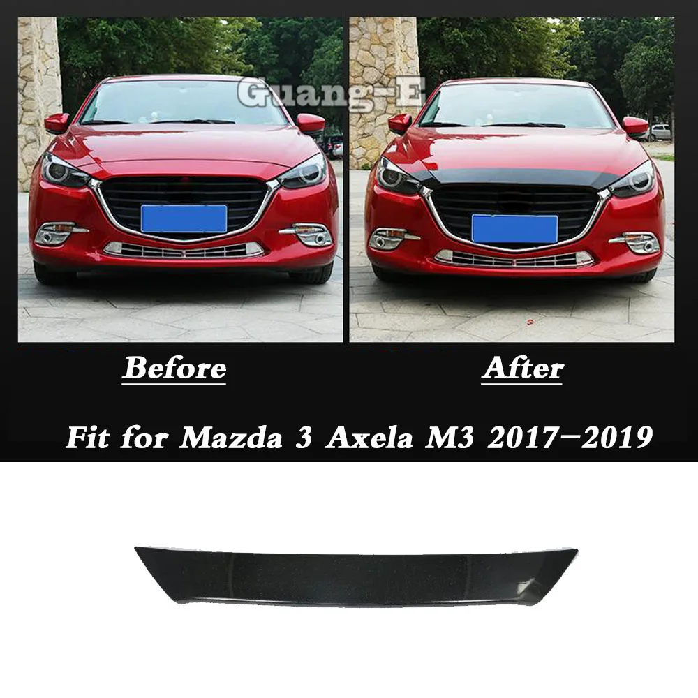 For Mazda 3 Axela M3 2017 2018 2019 Car Frame Machine Cover Headliner Hood Trim Carbon Fiber Pattern Grill Grille