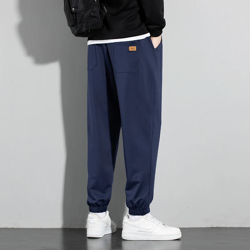 Moda coreana tasche elastiche a vita alta abbigliamento uomo tinta unita primavera autunno pantaloni Bloomers Office Lady Harem Pants