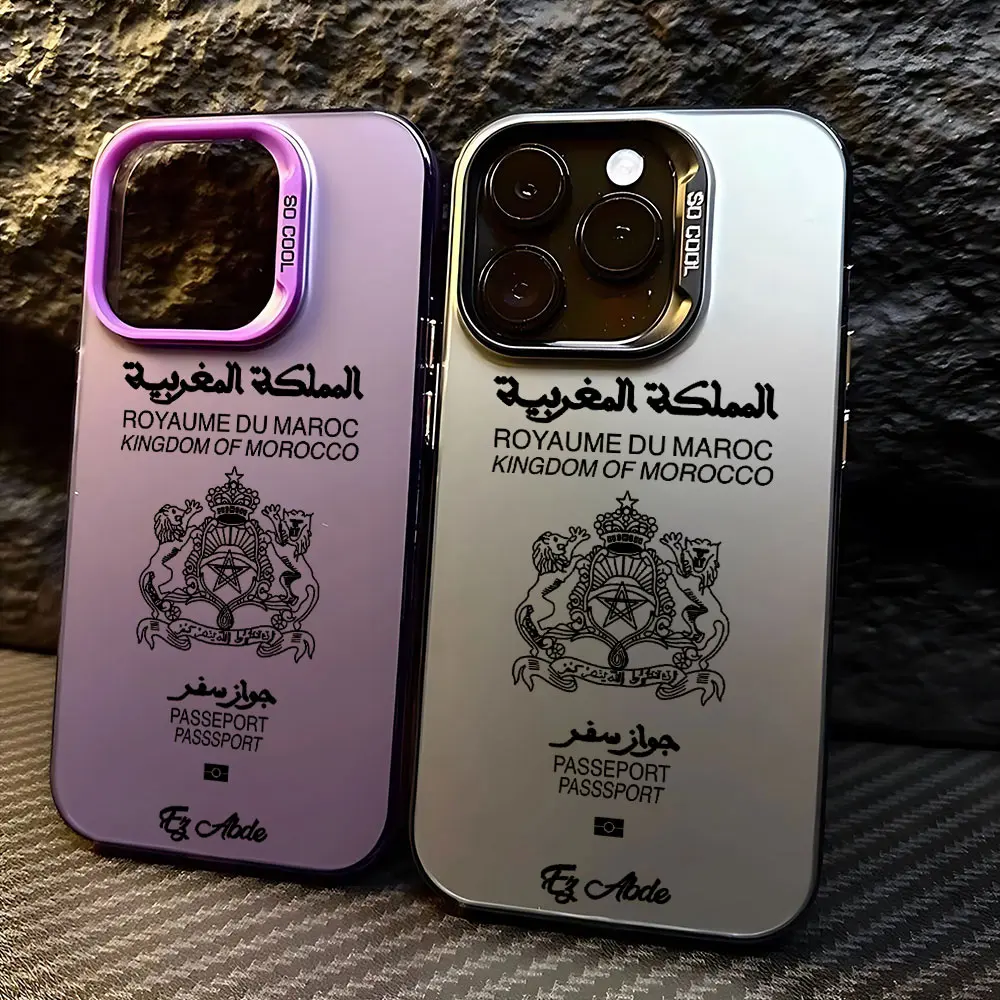 Morocco Passport Phone Case for IPhone 16 15 14 13 12 11 Pro Max X XR XSMAX 8 7 Plus Candy Matte Shockproof Back Cover