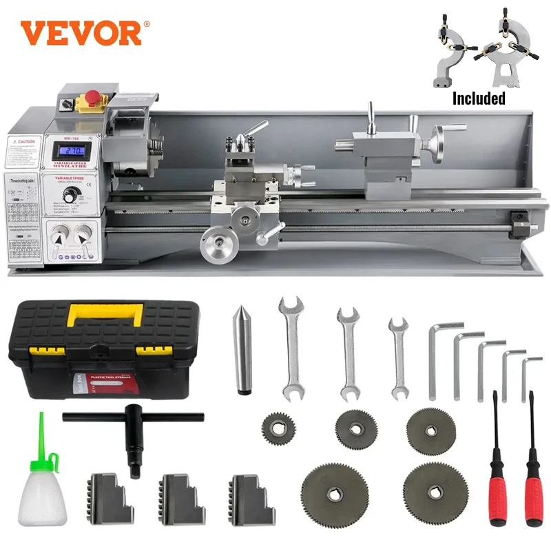 VEVOR Lathe Machine 550W-1100W Mini Metal Lathe Variable Speed For DIY Metal Working Turning Drilling Threading Milling