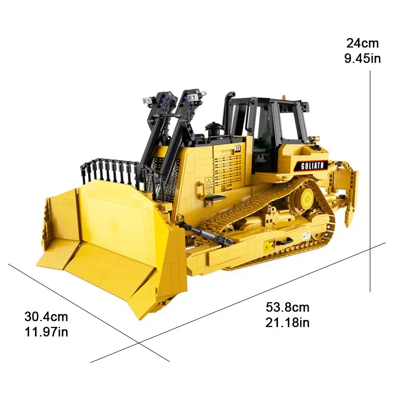 Creative static model of heavy-duty bulldozer, challenging assembly model, educational toy figurine, birthday gift