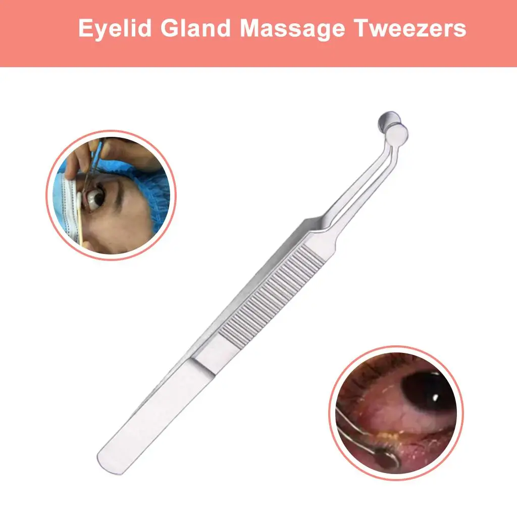 Ophthalmic Eyelid Gland Massage Tweezers Stainless Steel Compression Forceps Tool for Eye Clinic and Home Use