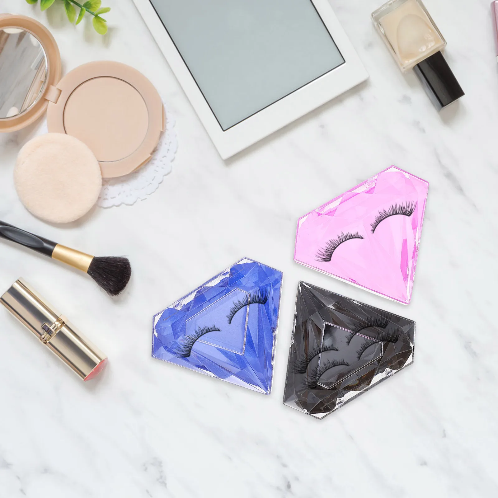 3Pcs Cases Colorful Design Easy Open False Eyelash Storage Organizer Boxes Lash Case False Eyelash Case