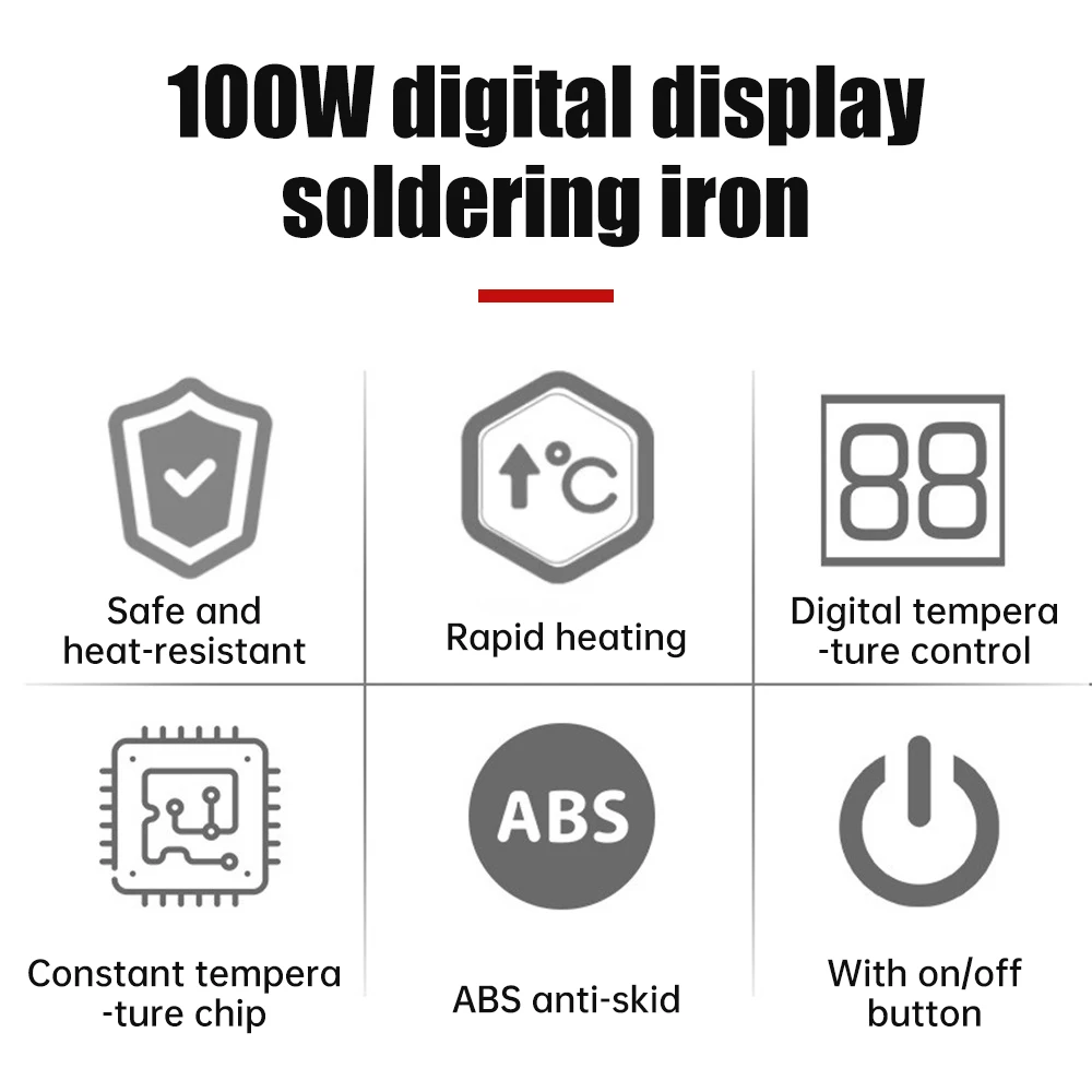 100W Internally Heated Digital Display Adjustable Temperature And Constant Electric Soldering Iron Set Welding Pen Maintenance