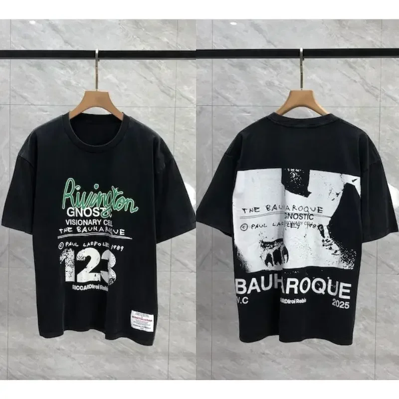 Nieuwe Amerikaanse Straat RRR123 T-shirts Retro Fading Gewassen Oude Katoenen Tees Oversized Ronde Hals Korte Mouw Casual Mannen Vrouwen Tops