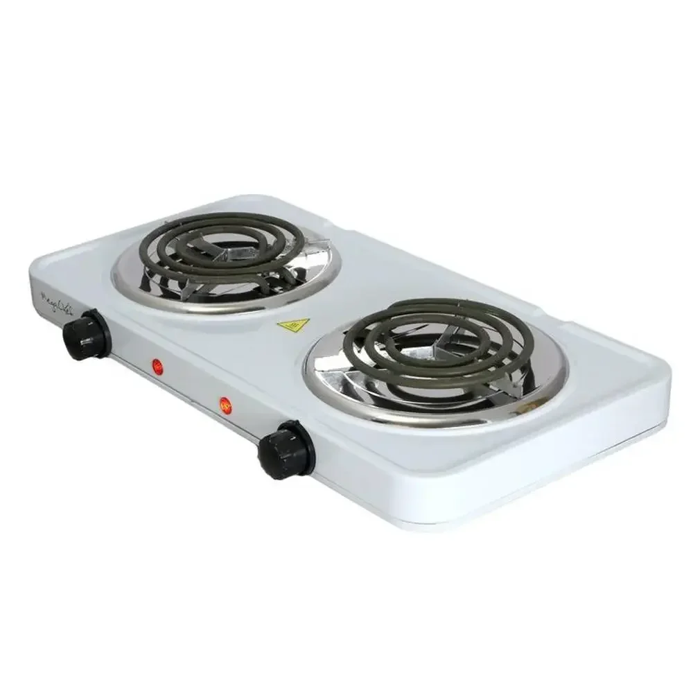 Portable Dual Coil Electric Cooktop 1700W Fast Heating Even Heat Distribution Adjustable Temperature Knobs Compact  Lightweight