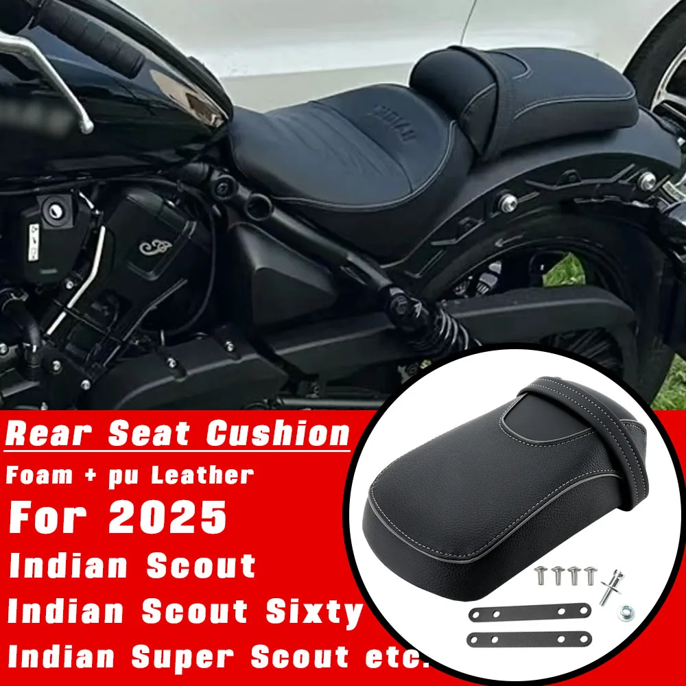 

For Indian Scout Sixty Classic Bobber Limited 2025 Motorcycle Rear Seat Cushion Memory Foam Comfort Passenger Seat Pillion Pad