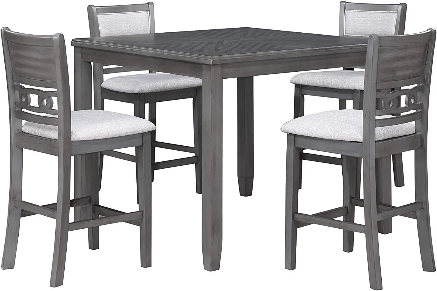 New Classic Furniture Gia 5-Piece Counter Set with 1 Table and 4 Chairs, 42-Inch, Gray