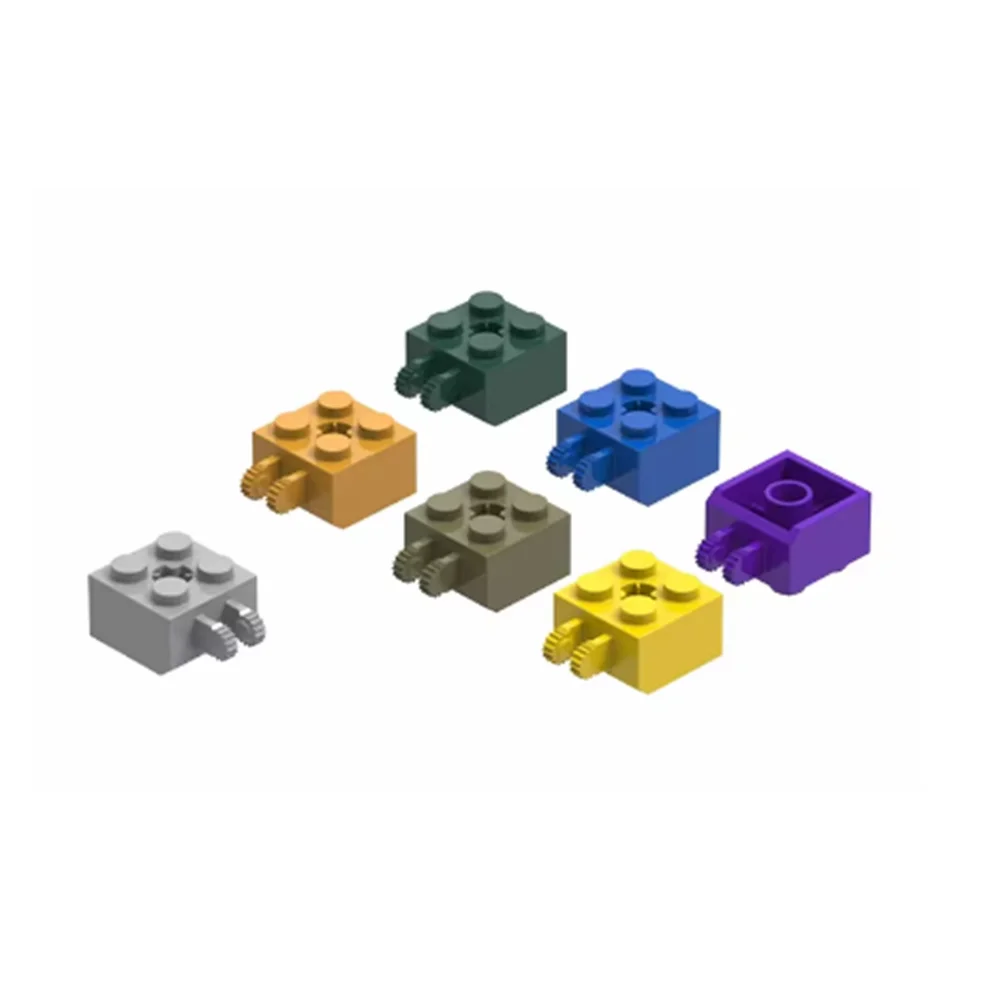 Gobricks GDS-1085 Brick 2 x 2 Hinge Locking with 2 Fingers Vertical and Axle Hole, 9 Teeth compatible 40902