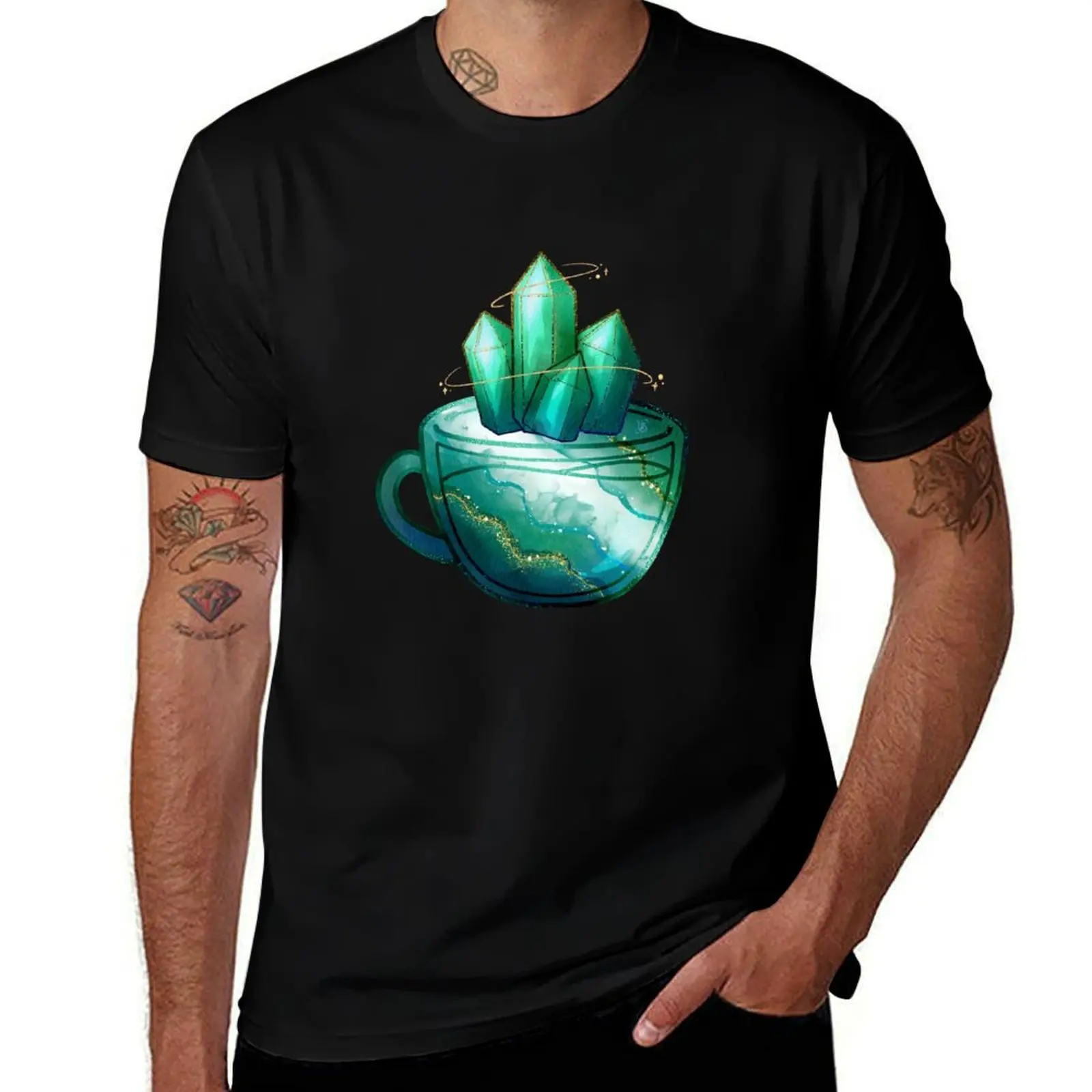 Watercolor Birthstone Teacup - May Emerald T-Shirt Plus Size Simple Casual Top T-Shirt