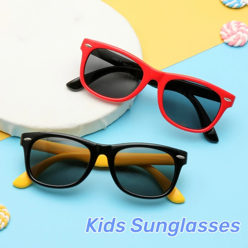 

Rice Nail Sunglasses Vinatge Color Polarizing Sunglasses Children's Silicone UV Protective Sunglasses for Boys and Girls Glasses