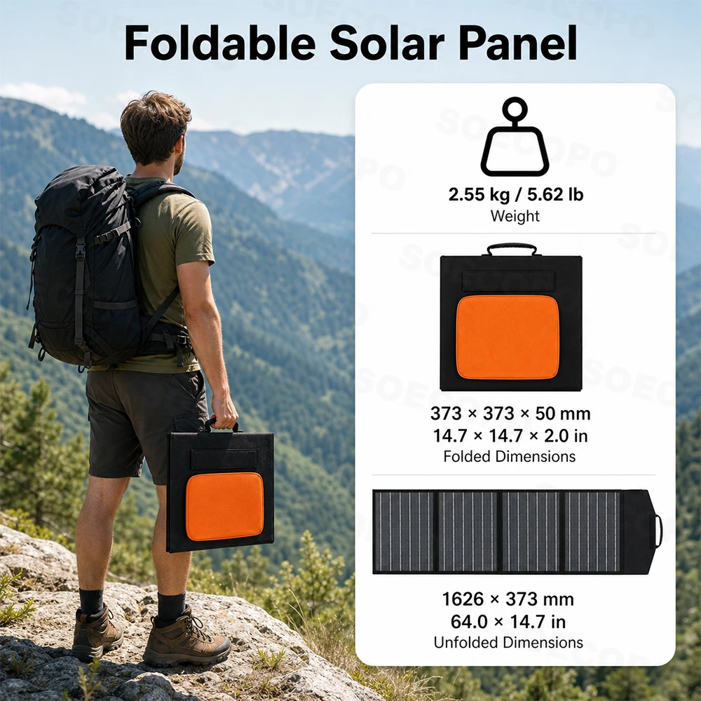 Picture 6: 120W Foldable Solar Charger DC Type C Dual USB Outputs 2m 1m Cable with Free Sun Finder IP65 Solar Panel for Camping RV Outdoor